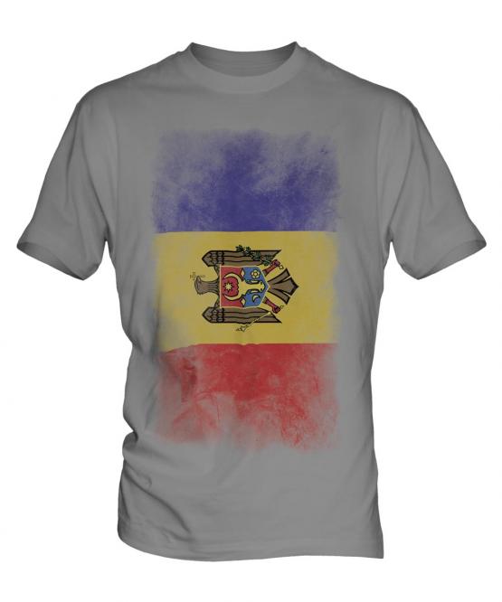 Moldova Faded Flag Mens T-Shirt