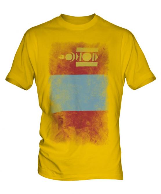 Mongolia Faded Flag Mens T-Shirt