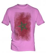 Morocco Faded Flag Mens T-Shirt