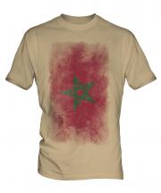 Morocco Faded Flag Mens T-Shirt
