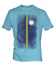 Nauru Faded Flag Mens T-Shirt