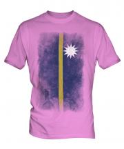 Nauru Faded Flag Mens T-Shirt