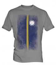 Nauru Faded Flag Mens T-Shirt