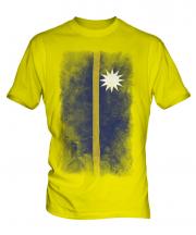 Nauru Faded Flag Mens T-Shirt