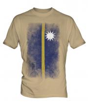 Nauru Faded Flag Mens T-Shirt