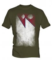 Nepal Faded Flag Mens T-Shirt