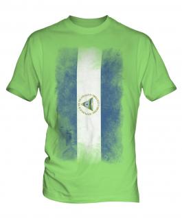 Nicaragua Faded Flag Mens T-Shirt