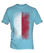 Poland Faded Flag Mens T-Shirt