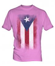 Puerto Rico Faded Flag Mens T-Shirt