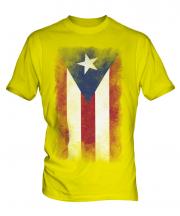 Puerto Rico Faded Flag Mens T-Shirt