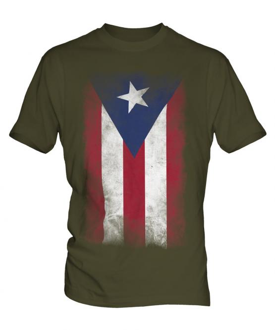 Puerto Rico Faded Flag Mens T-Shirt
