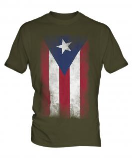 Puerto Rico Faded Flag Mens T-Shirt