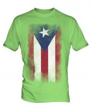 Puerto Rico Faded Flag Mens T-Shirt
