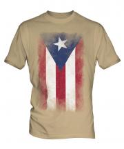 Puerto Rico Faded Flag Mens T-Shirt