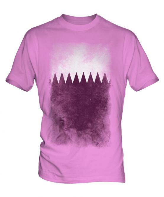 Qatar Faded Flag Mens T-Shirt