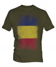 Romania Faded Flag Mens T-Shirt