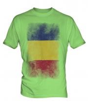 Romania Faded Flag Mens T-Shirt