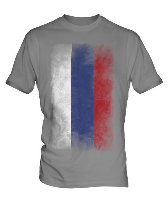 Russia Faded Flag Mens T-Shirt