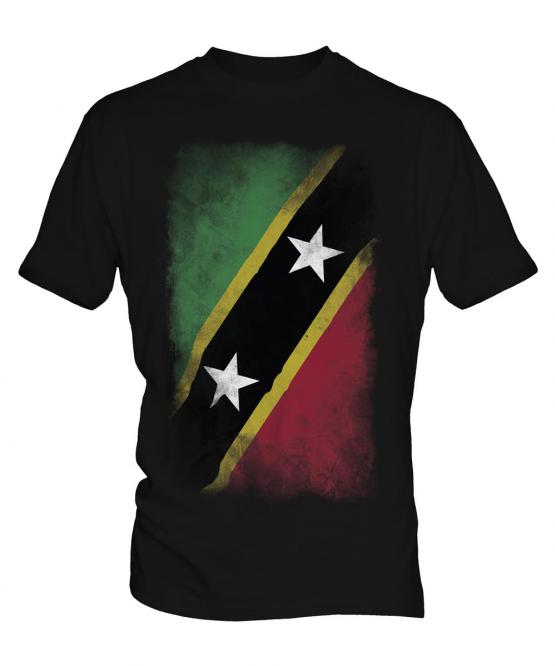 Saint Kitts And Nevis Faded Flag Mens T-Shirt