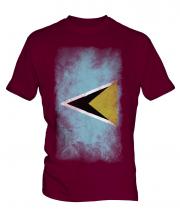 Saint Lucia Faded Flag Mens T-Shirt