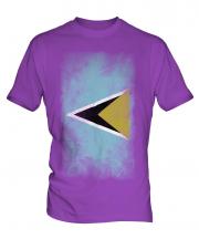 Saint Lucia Faded Flag Mens T-Shirt