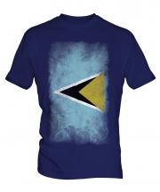 Saint Lucia Faded Flag Mens T-Shirt