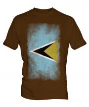 Saint Lucia Faded Flag Mens T-Shirt