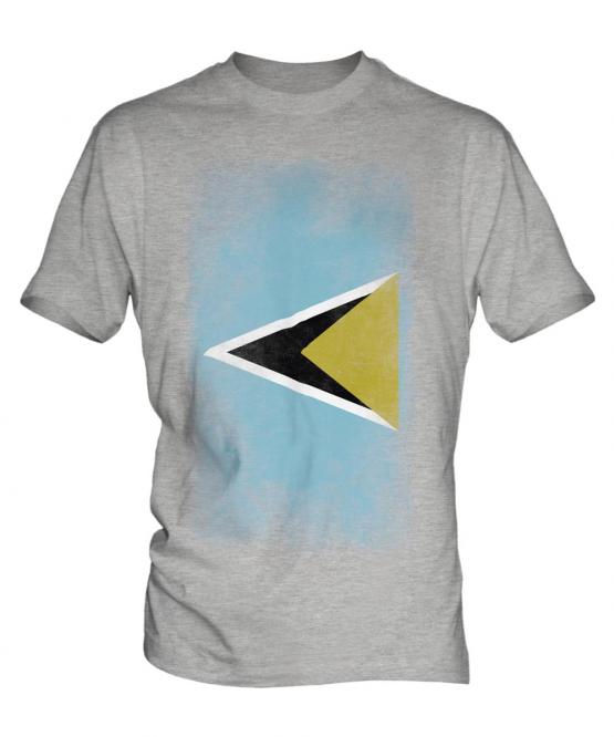 Saint Lucia Faded Flag Mens T-Shirt