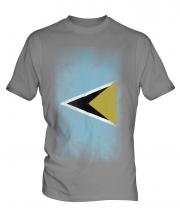 Saint Lucia Faded Flag Mens T-Shirt