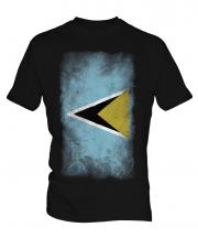 Saint Lucia Faded Flag Mens T-Shirt