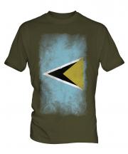 Saint Lucia Faded Flag Mens T-Shirt