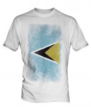 Saint Lucia Faded Flag Mens T-Shirt