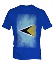 Saint Lucia Faded Flag Mens T-Shirt