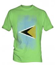 Saint Lucia Faded Flag Mens T-Shirt
