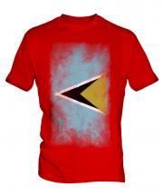 Saint Lucia Faded Flag Mens T-Shirt