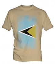 Saint Lucia Faded Flag Mens T-Shirt