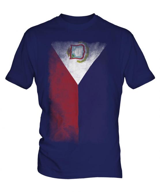 Saint Martin Faded Flag Mens T-Shirt