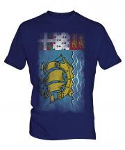 Saint Pierre And Miquelon Faded Flag Mens T-Shirt
