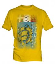 Saint Pierre And Miquelon Faded Flag Mens T-Shirt