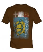 Saint Pierre And Miquelon Faded Flag Mens T-Shirt