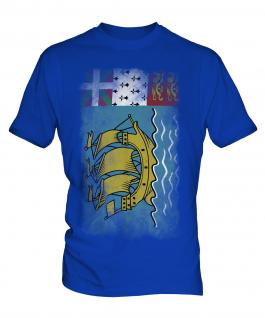 Saint Pierre And Miquelon Faded Flag Mens T-Shirt