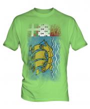 Saint Pierre And Miquelon Faded Flag Mens T-Shirt