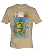 Saint Pierre And Miquelon Faded Flag Mens T-Shirt