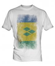 Saint Vincents And The Grenadines Faded Flag Mens T-Shirt