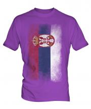 Serbia Faded Flag Mens T-Shirt