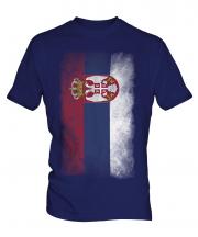 Serbia Faded Flag Mens T-Shirt