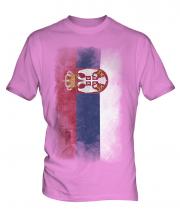 Serbia Faded Flag Mens T-Shirt