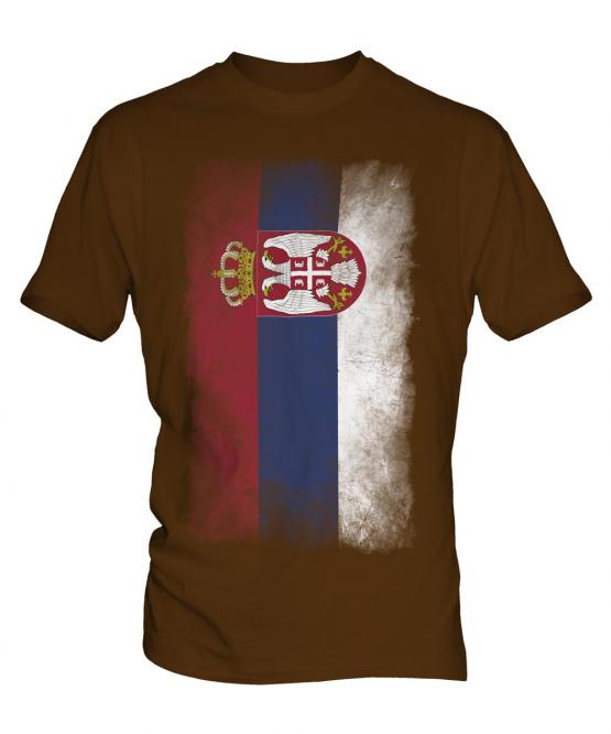 Serbia Faded Flag Mens T-Shirt
