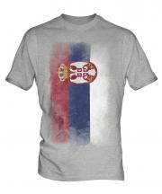 Serbia Faded Flag Mens T-Shirt
