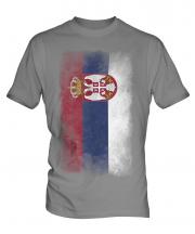 Serbia Faded Flag Mens T-Shirt